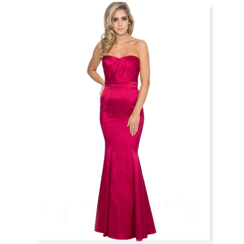 Decode 1.8 long gown Sz 2 strapless zip up hot pink NWOT